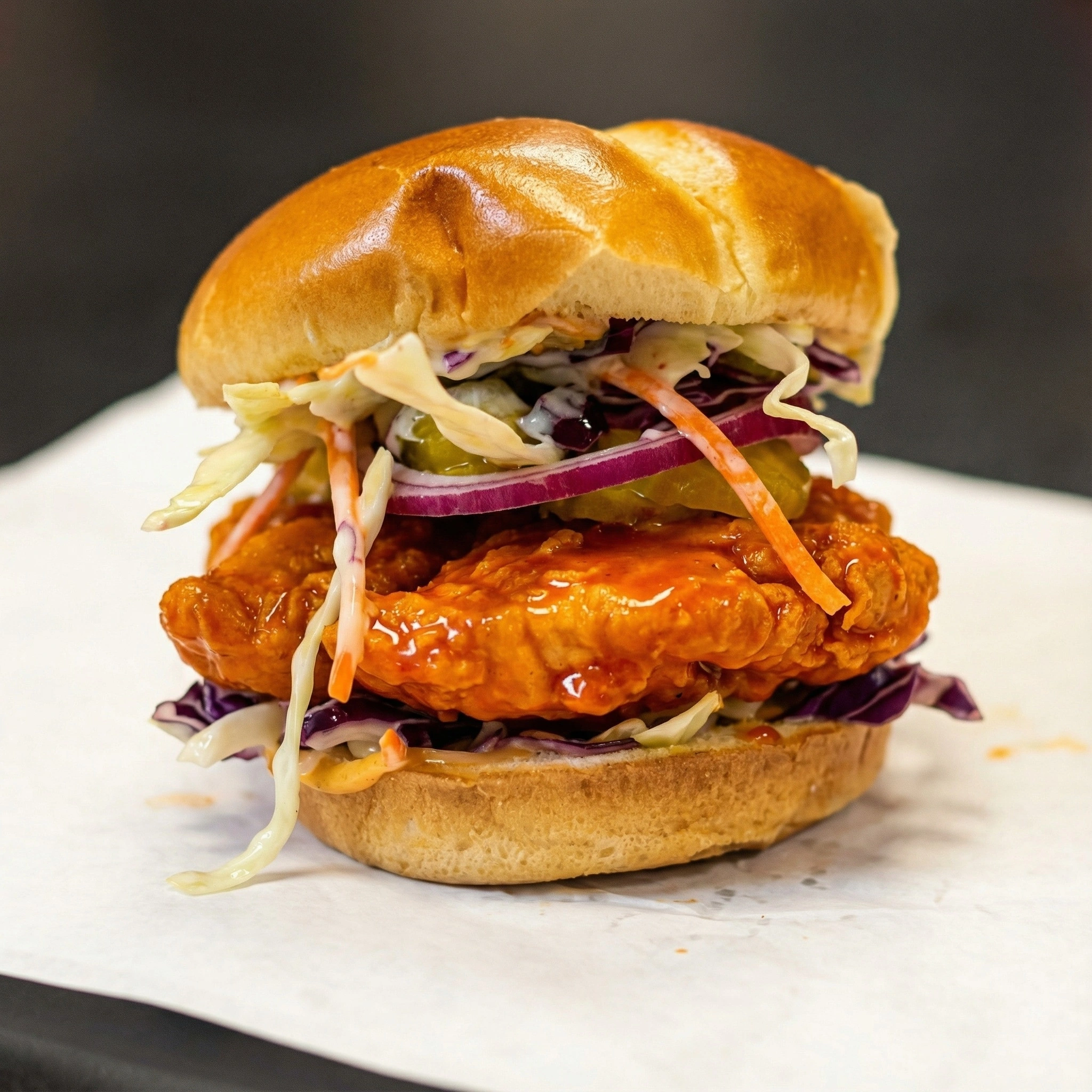 Gourmet Oiler Bun of Glory burger at OC WINGS in Spruce Grove, AB